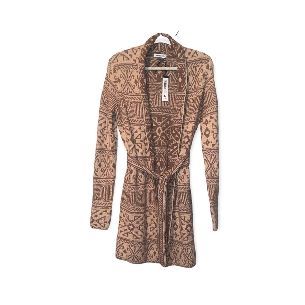 WILLIAM RAST Aztec Design Cardigan Sweater with Belt S NWT